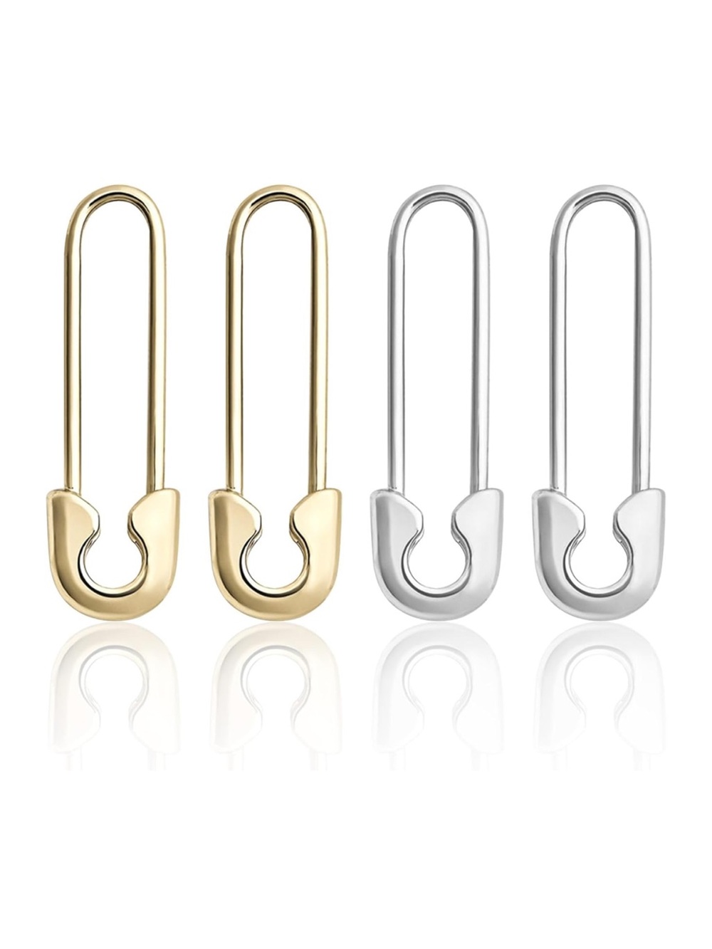 Minimal Safety Pin Hoop Earrings - Gold & Silver